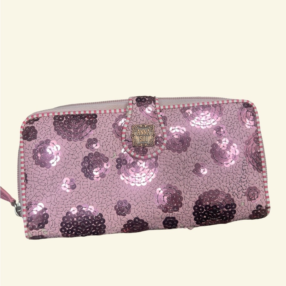 Anna Sui Light Pink Sequin Dot Wallet